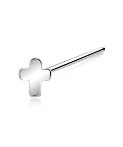 Plus Shaped Silver Straight Nose Stud NSKA-06